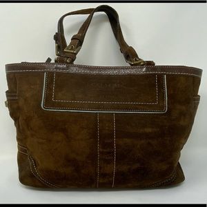 Coach East-West Hampton Gallery Tote Handbag SUEDE
